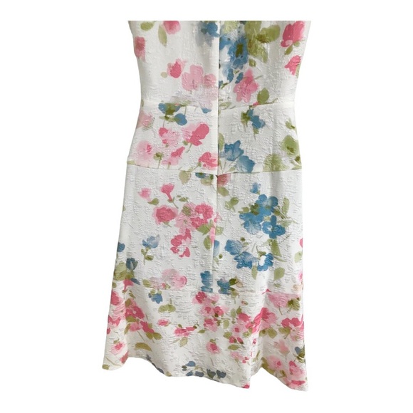 Karl Lagerfeld white jacquard print floral pink green rose fit & flare dress sz8 - Picture 11 of 14